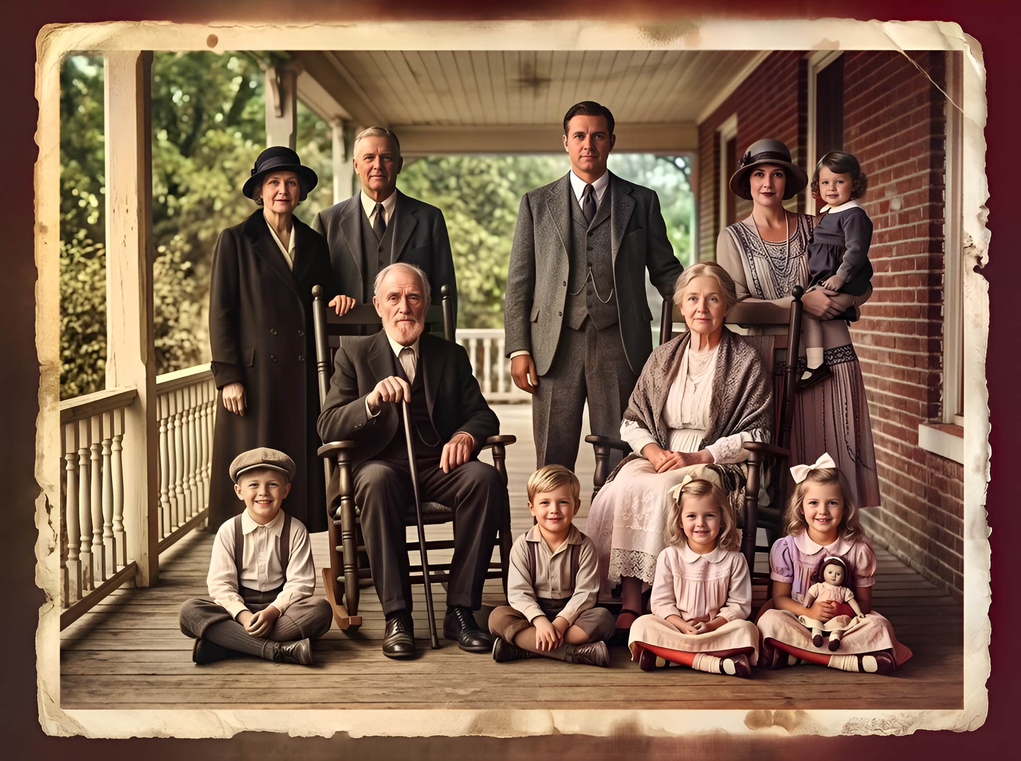Colorized family portrait with natural skin tones
